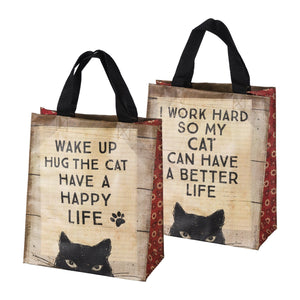 Peeking Cat Double-Sided Small Market Tote for Cat Lovers