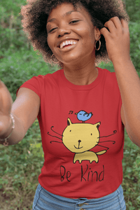 Be Kind Cat and Bird Women’s Premium T-Shirt