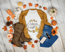 Load image into Gallery viewer, Happy Fall! Kitty Cat t-shirt by Fiddling Cat LLC
