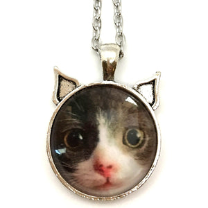 Feline Faces Cat Photo Pendant with Ears - Milkypuss