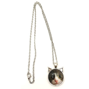 Feline Faces Cat Photo Pendant with Ears - Milkypuss