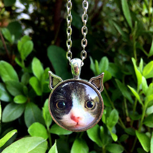 Feline Faces Cat Photo Pendant with Ears - Milkypuss