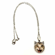 Load image into Gallery viewer, Laughing Cat - Feline Faces Cat Photo Pendant with Ears
