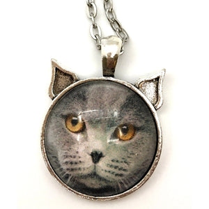 Cinder - Feline Faces Cat Photo Pendant with Ears