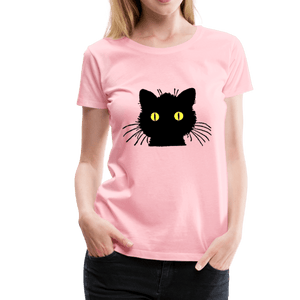 Black Cat Women’s Premium T-Shirt - pink