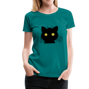 Black Cat Women’s Premium T-Shirt - teal