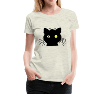 Black Cat Women’s Premium T-Shirt - heather oatmeal