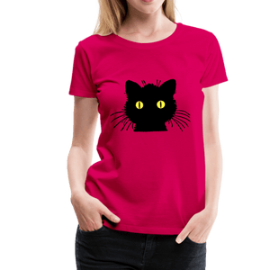 Black Cat Women’s Premium T-Shirt - dark pink