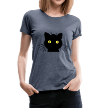 Load image into Gallery viewer, Black Cat Women’s Premium T-Shirt - heather blue
