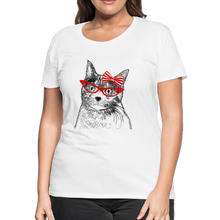 Load image into Gallery viewer, Miss Kitty Hairbow Women’s Premium Cat T-Shirt - white
