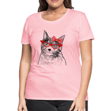 Load image into Gallery viewer, Miss Kitty Hairbow Women’s Premium Cat T-Shirt - pink
