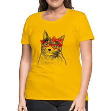 Load image into Gallery viewer, Miss Kitty Hairbow Women’s Premium Cat T-Shirt - sun yellow
