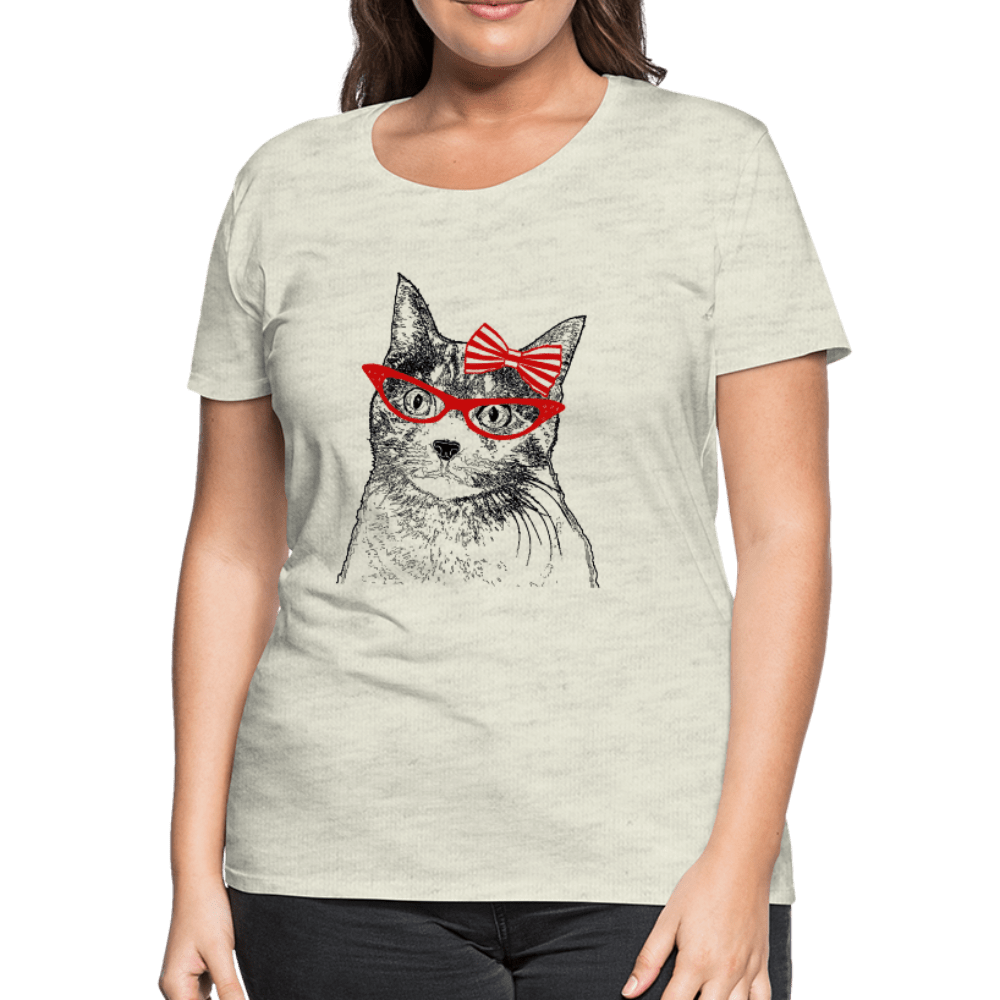 Miss Kitty Hairbow Women’s Premium Cat T-Shirt - heather oatmeal