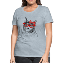 Load image into Gallery viewer, Miss Kitty Hairbow Women’s Premium Cat T-Shirt - heather ice blue
