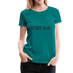 Meow Cat Whiskers Women’s Premium T-Shirt - teal