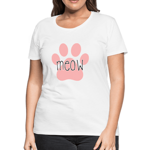 Meow Cat Pawprint Women’s Premium T-Shirt - white