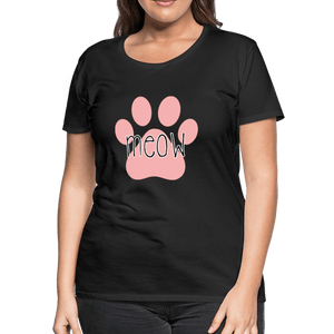 Meow Cat Pawprint Women’s Premium T-Shirt - black