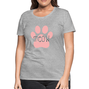 Meow Cat Pawprint Women’s Premium T-Shirt - heather gray