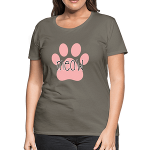 Meow Cat Pawprint Women’s Premium T-Shirt - asphalt gray