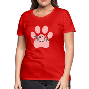 Meow Cat Pawprint Women’s Premium T-Shirt - red