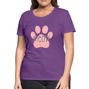 Meow Cat Pawprint Women’s Premium T-Shirt - purple