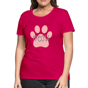 Meow Cat Pawprint Women’s Premium T-Shirt - dark pink