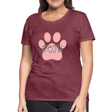 Load image into Gallery viewer, Meow Cat Pawprint Women’s Premium T-Shirt - heather burgundy
