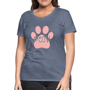 Meow Cat Pawprint Women’s Premium T-Shirt - heather blue