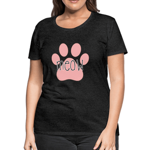 Meow Cat Pawprint Women’s Premium T-Shirt - charcoal gray