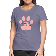 Load image into Gallery viewer, Meow Cat Pawprint Women’s Premium T-Shirt - washed violet
