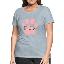 Load image into Gallery viewer, Meow Cat Pawprint Women’s Premium T-Shirt - heather ice blue
