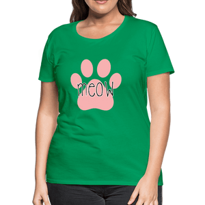 Meow Cat Pawprint Women’s Premium T-Shirt - kelly green