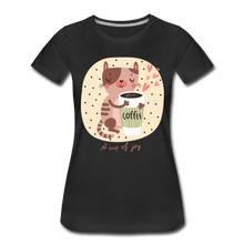 Load image into Gallery viewer, A Cup of Joy Cat and Coffee Women’s Premium T-Shirt - black
