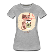 Load image into Gallery viewer, A Cup of Joy Cat and Coffee Women’s Premium T-Shirt - heather gray
