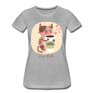 A Cup of Joy Cat and Coffee Women’s Premium T-Shirt - heather gray