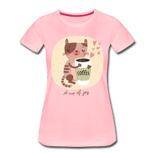 Load image into Gallery viewer, A Cup of Joy Cat and Coffee Women’s Premium T-Shirt - pink
