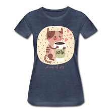 Load image into Gallery viewer, A Cup of Joy Cat and Coffee Women’s Premium T-Shirt - heather blue
