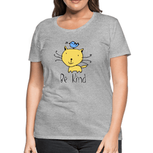 Load image into Gallery viewer, Be Kind Cat and Bird Women’s Premium T-Shirt - heather gray
