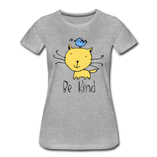 Load image into Gallery viewer, Be Kind Cat and Bird Women’s Premium T-Shirt - heather gray
