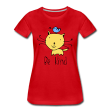 Load image into Gallery viewer, Be Kind Cat and Bird Women’s Premium T-Shirt - red
