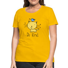 Load image into Gallery viewer, Be Kind Cat and Bird Women’s Premium T-Shirt - sun yellow
