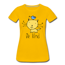 Load image into Gallery viewer, Be Kind Cat and Bird Women’s Premium T-Shirt - sun yellow
